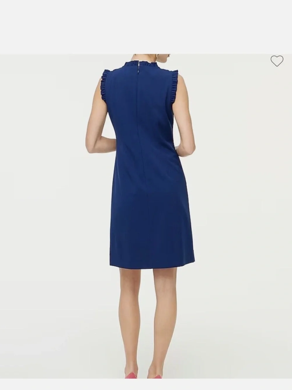 J. Crew Navy Sleeveless Shift Dress with Ruffle Trim
